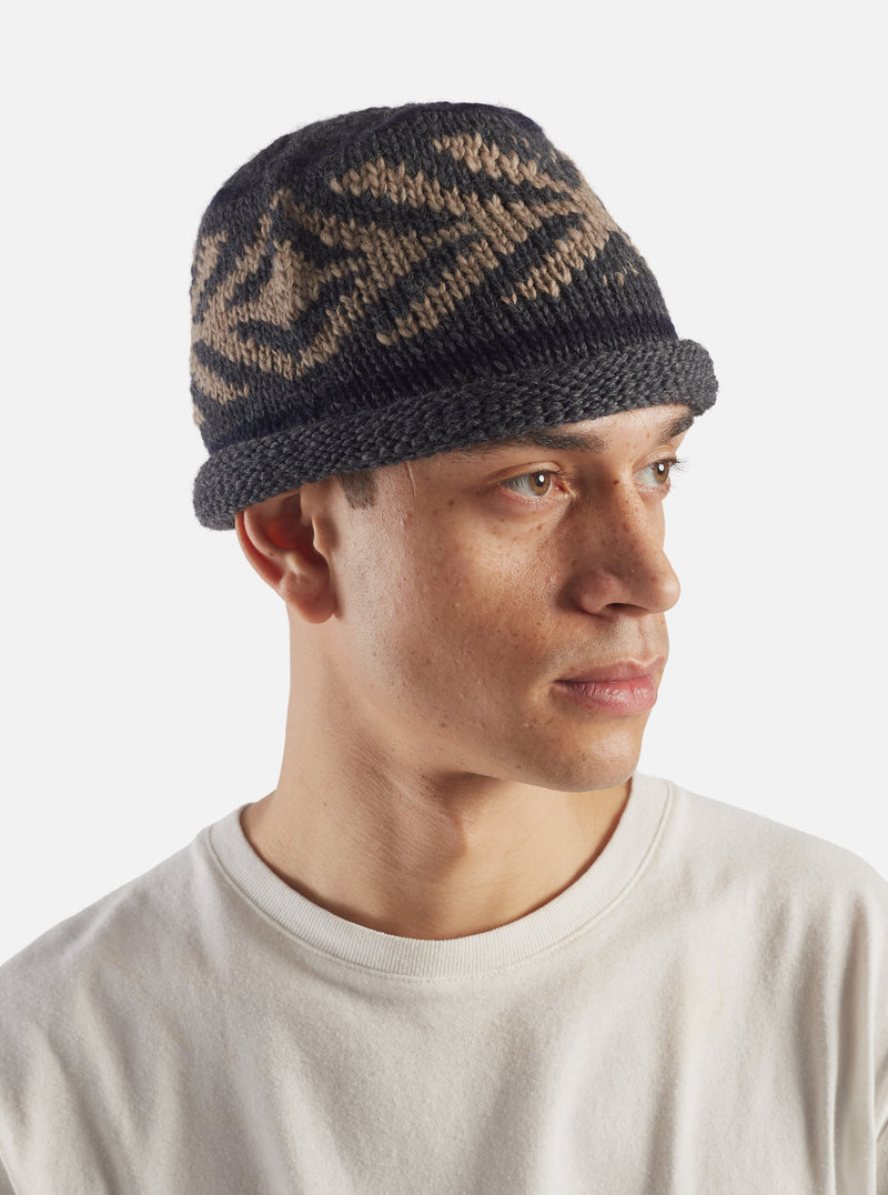 cableami® Watch Cap in Gray Wool Jacquard