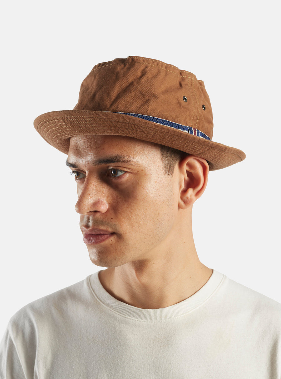 cableami® Pork Pie Hat in Brown Chino Cotton