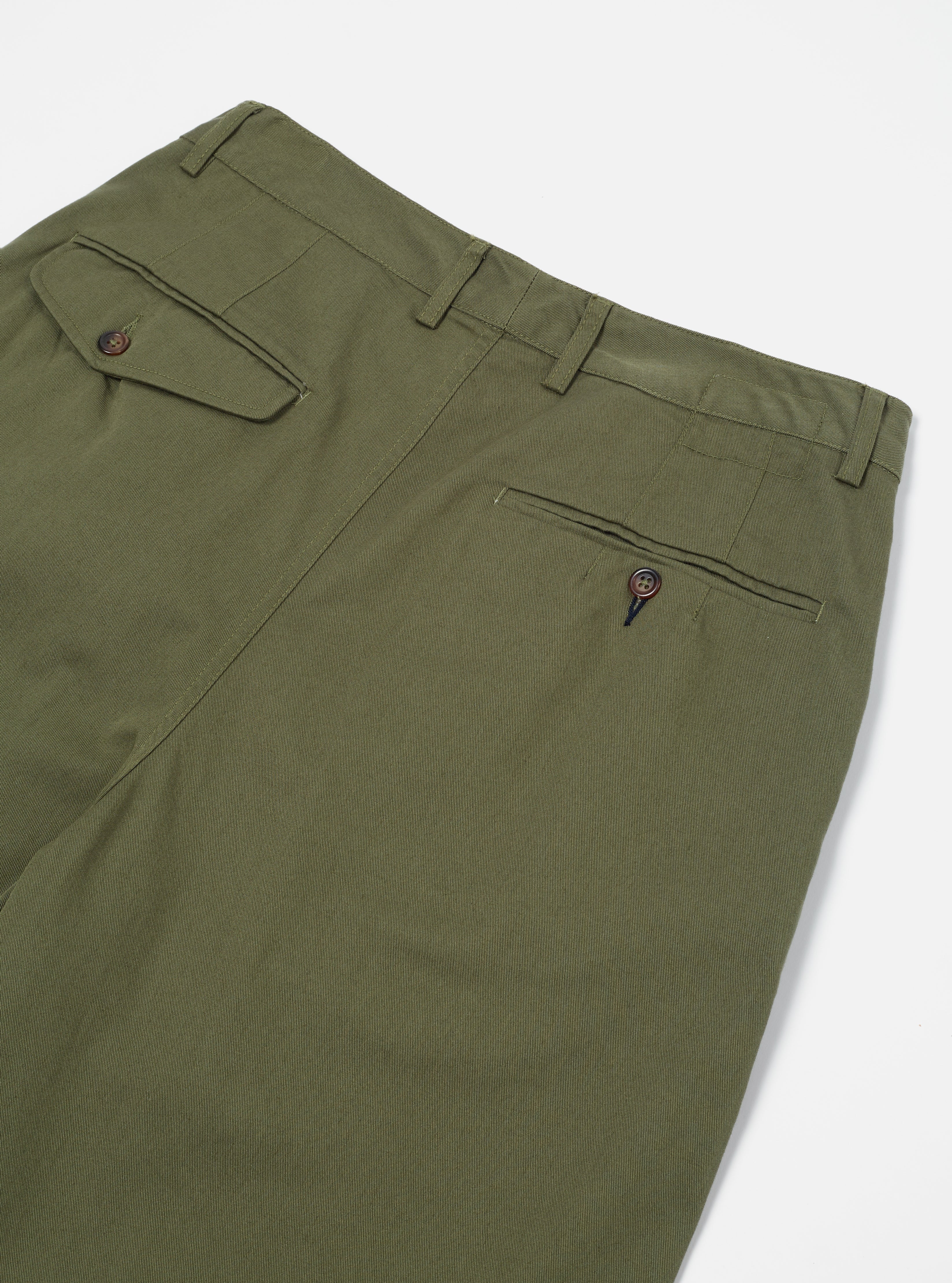 Universal Works Double Pleat Pant in Light Olive Twill