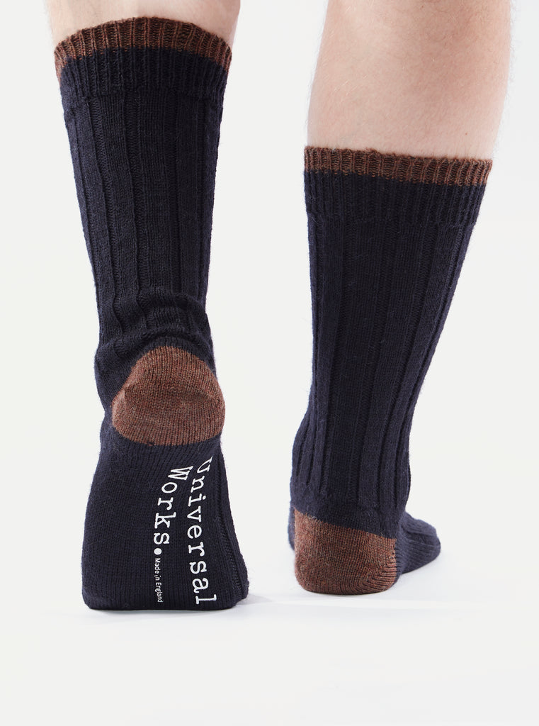 Universal Works Hike Sock In Navy Wool