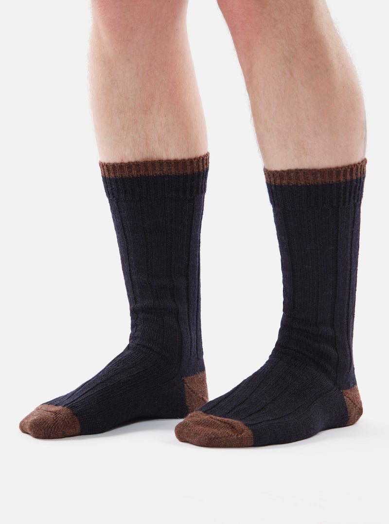 Universal Works Hike Sock In Navy Wool
