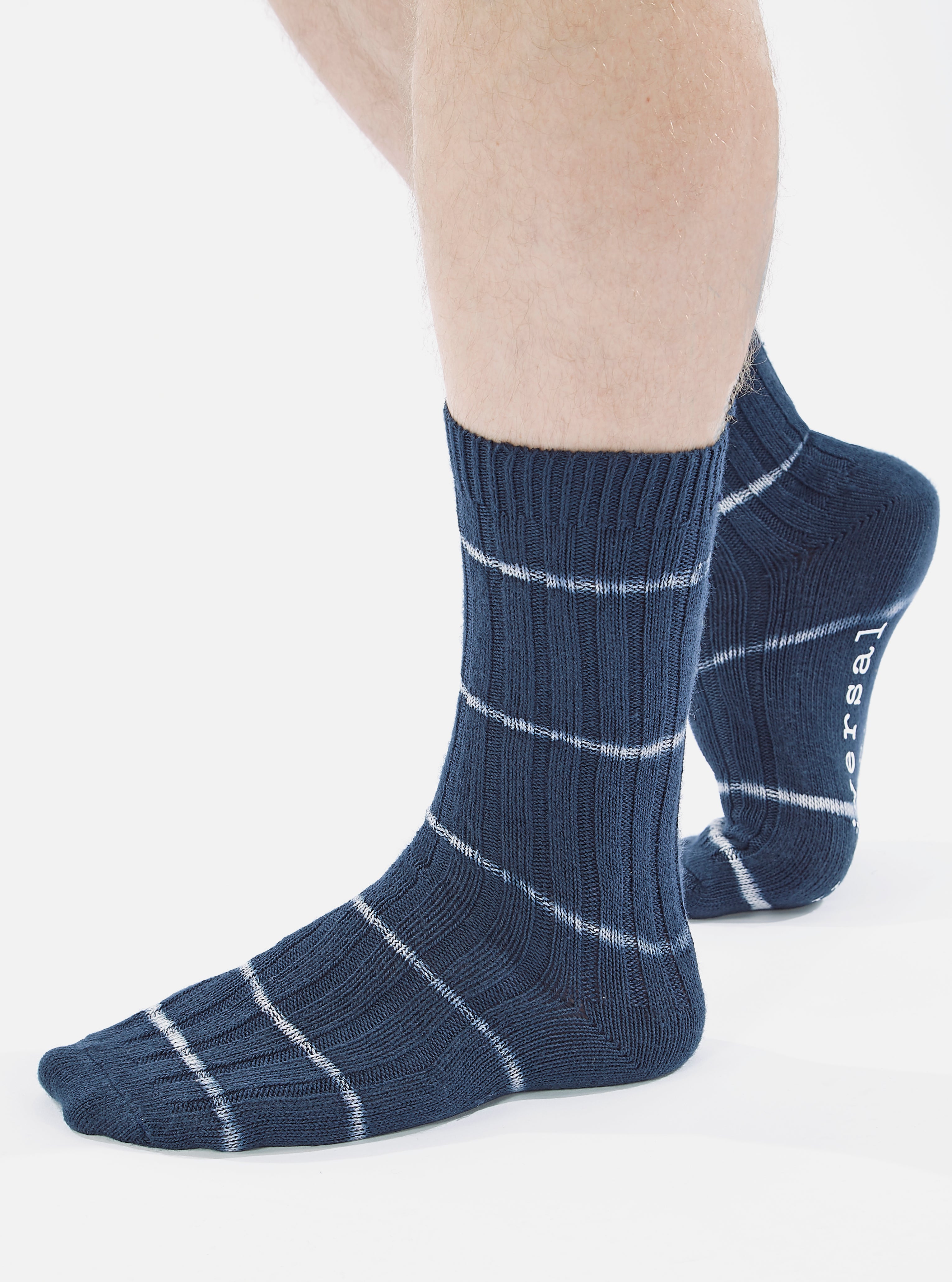 Universal Works Slub Sock in Navy Tie Dye Knit