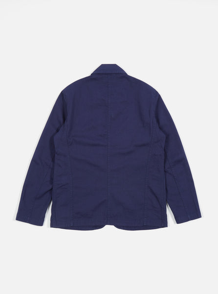 Universal Works Bakers Jacket in Work Blue Byron Twill