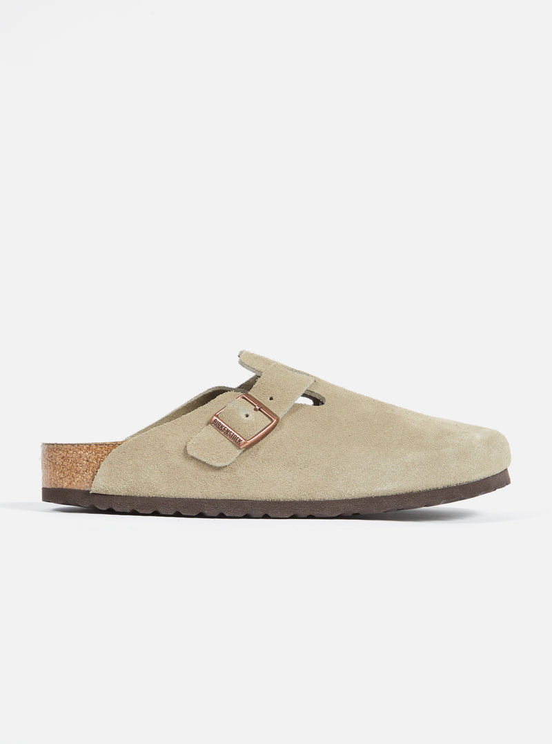 Birkenstock Soft Footbed Boston in Taupe Suede