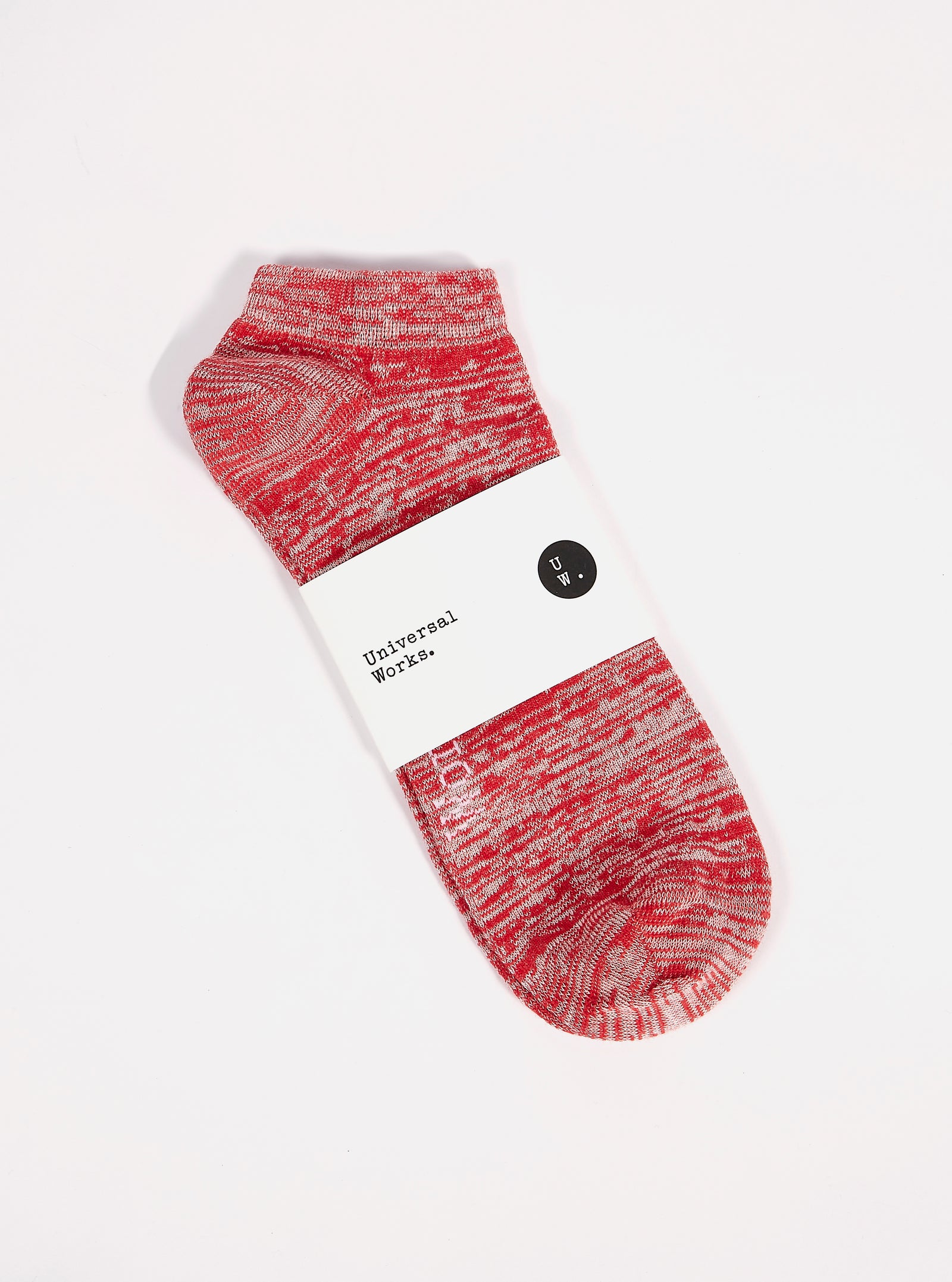 Universal Works Ankle Slub Sock in Red Slub Knit