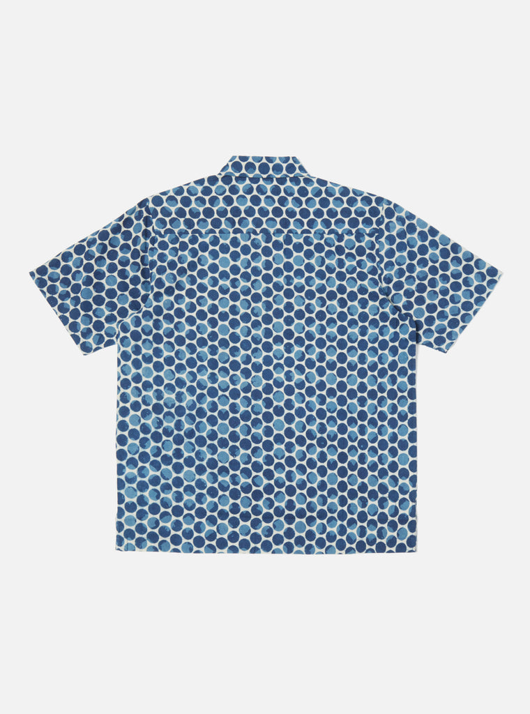 Universal Works Pullover Shirt in Indigo Hand Block Dot Print