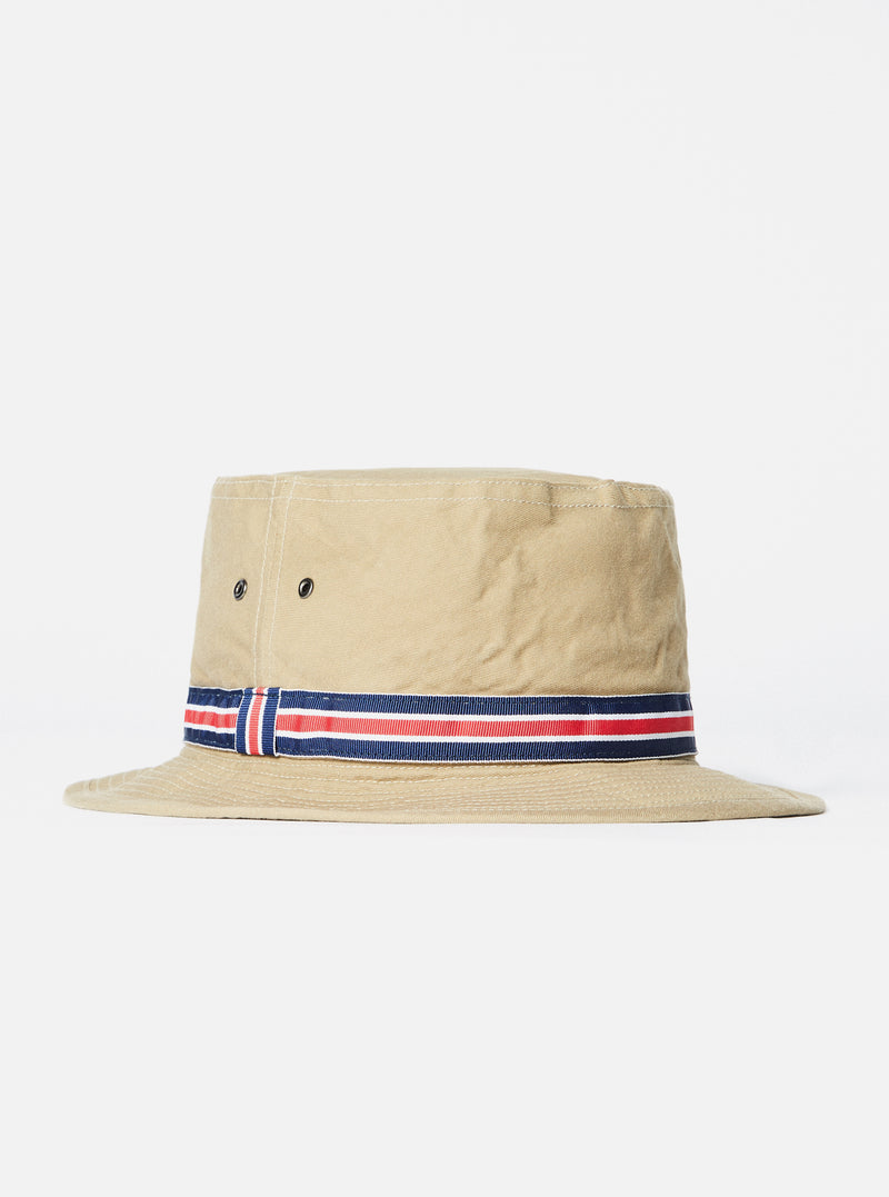 cableami® Pork Pie Hat in Light Beige Chino Cotton