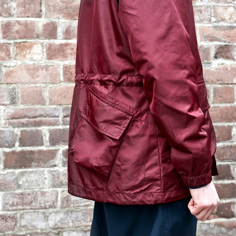 Spring Coat, Nottingham, Menswear, Raison,  Universal Works NS Short Parka in Raisin Flight Nylon , Man, Brick Wall, universal works, journal