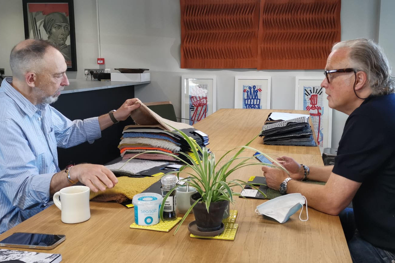 Our director David Keyte talking to one of our fabric suppliers.