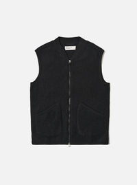 Black Wool Fleece Zip Waistcoat