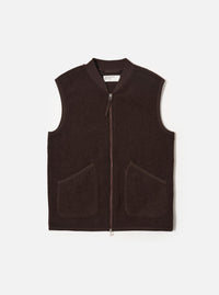 Brown Wool Fleece Zip Waistcoat