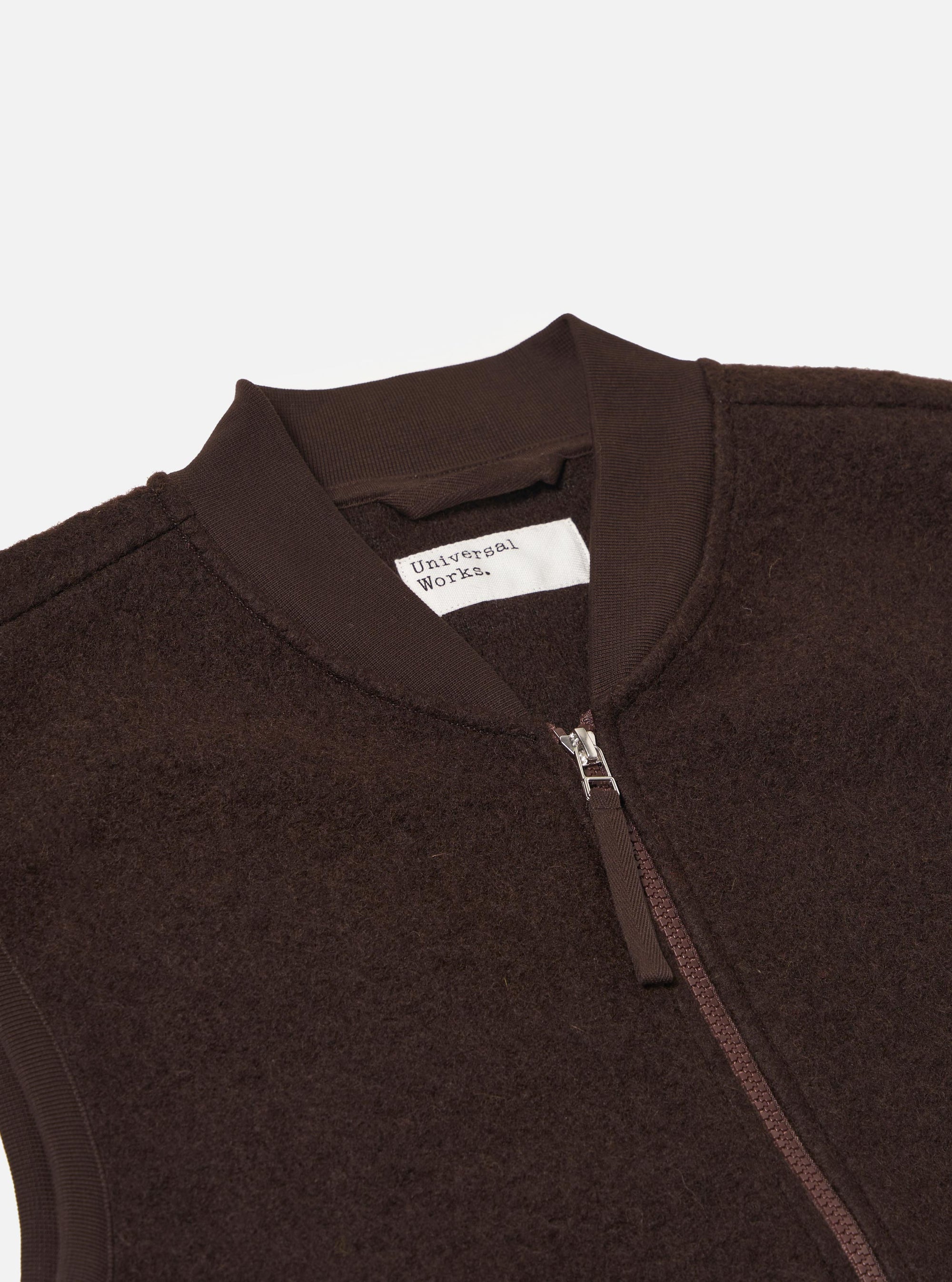 Brown Wool Fleece Zip Waistcoat