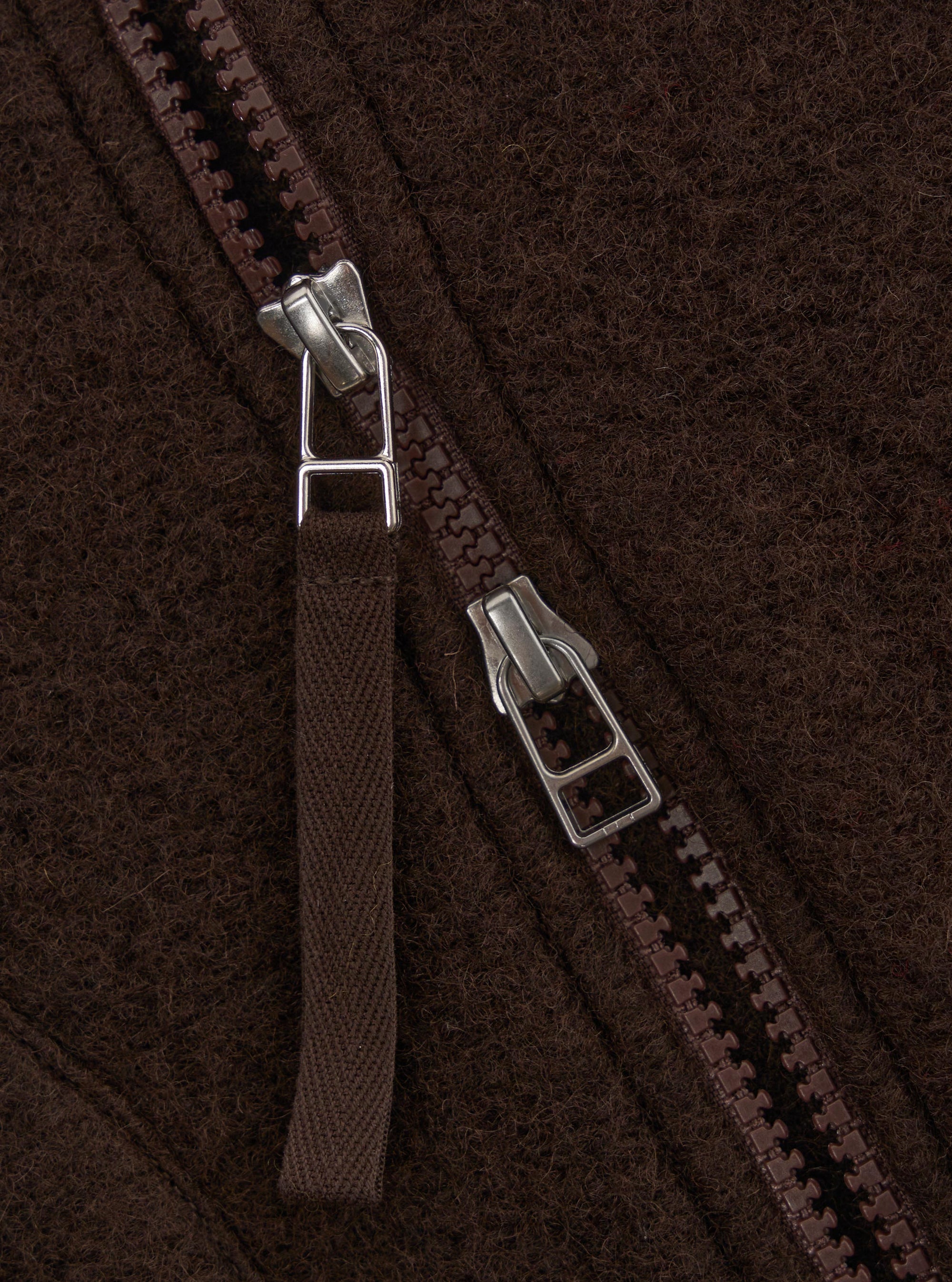 Brown Wool Fleece Zip Waistcoat