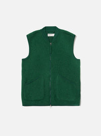 Green Wool Fleece Zip Waistcoat