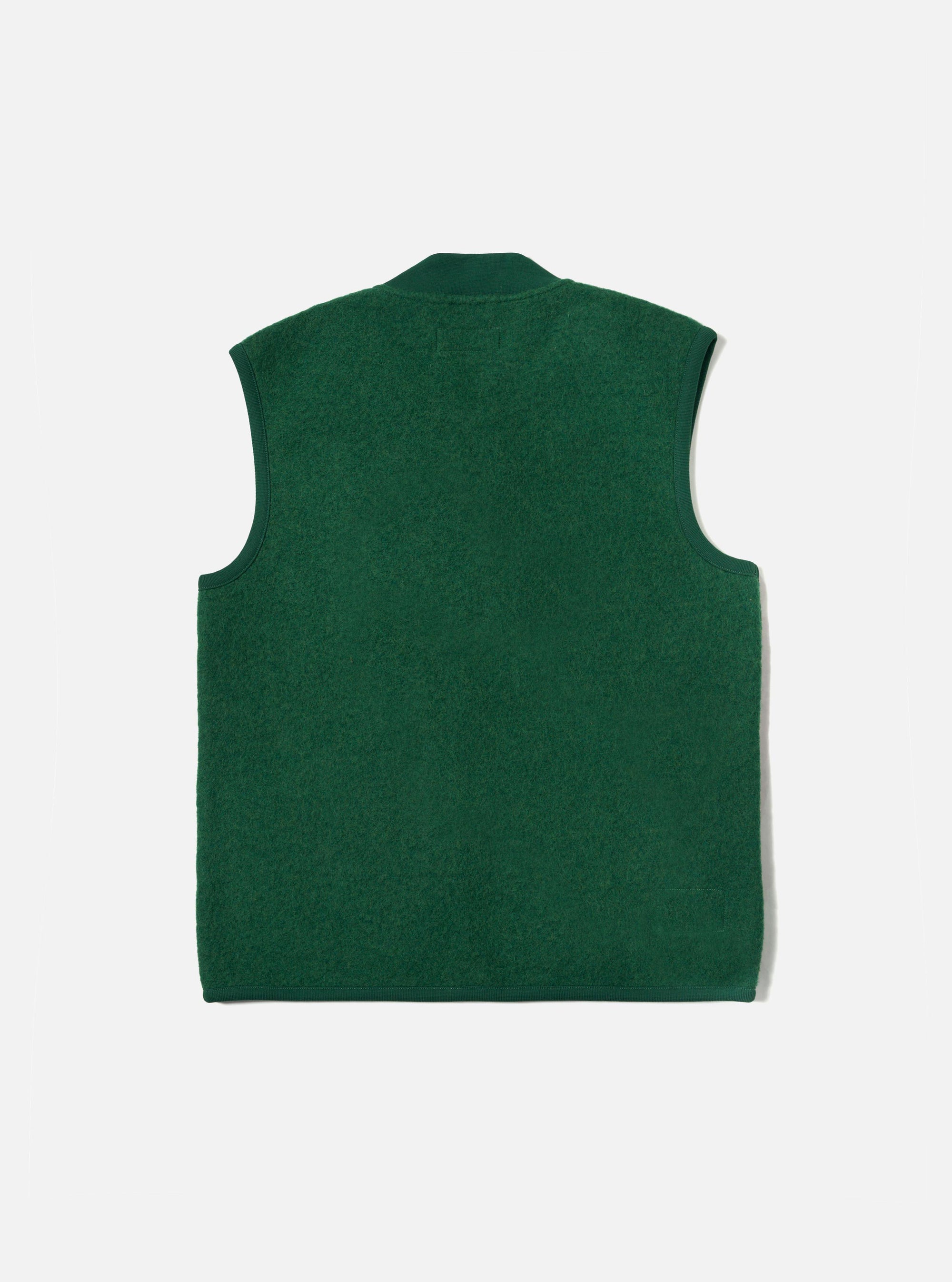 Green Wool Fleece Zip Waistcoat