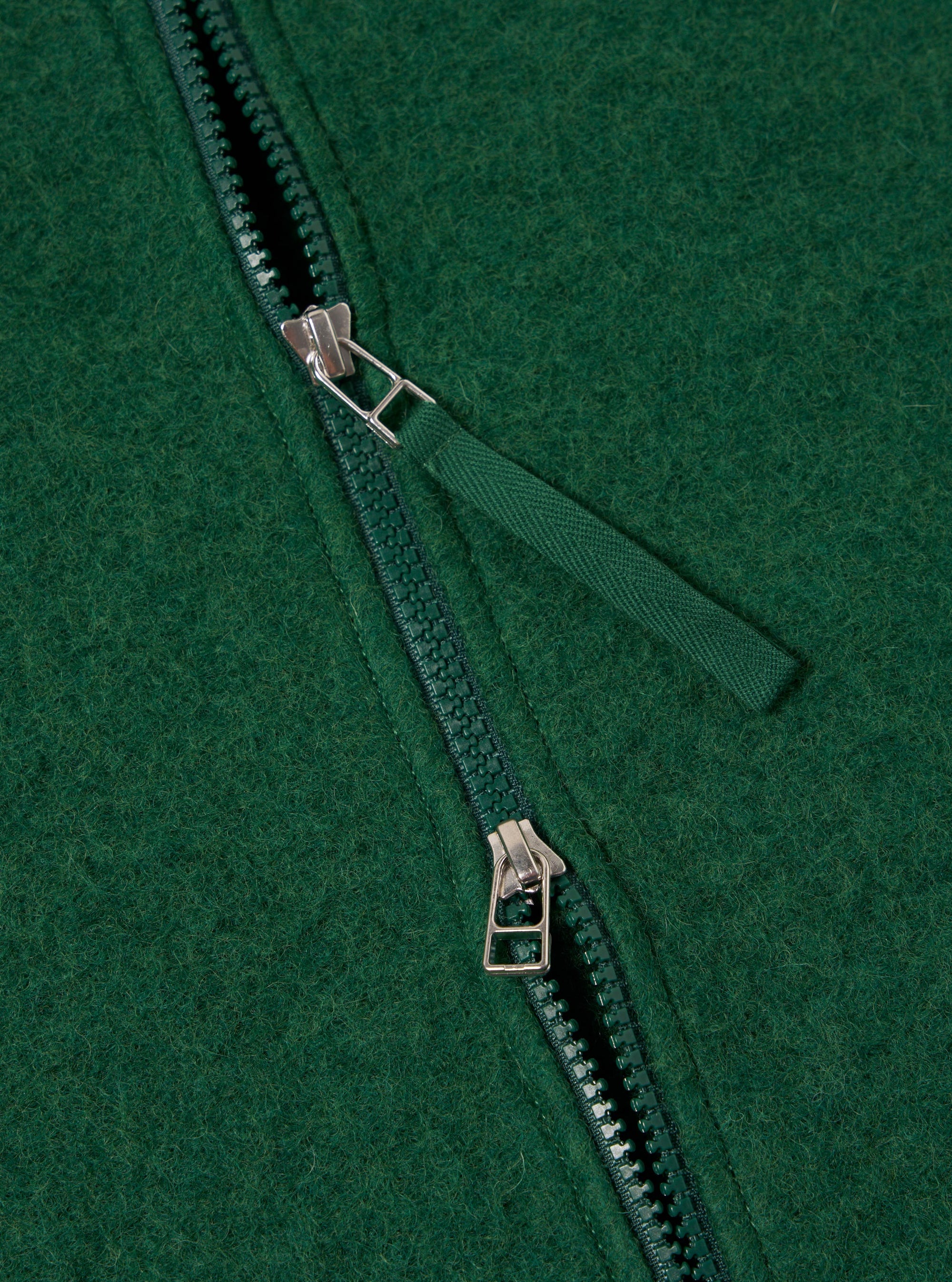 Green Wool Fleece Zip Waistcoat