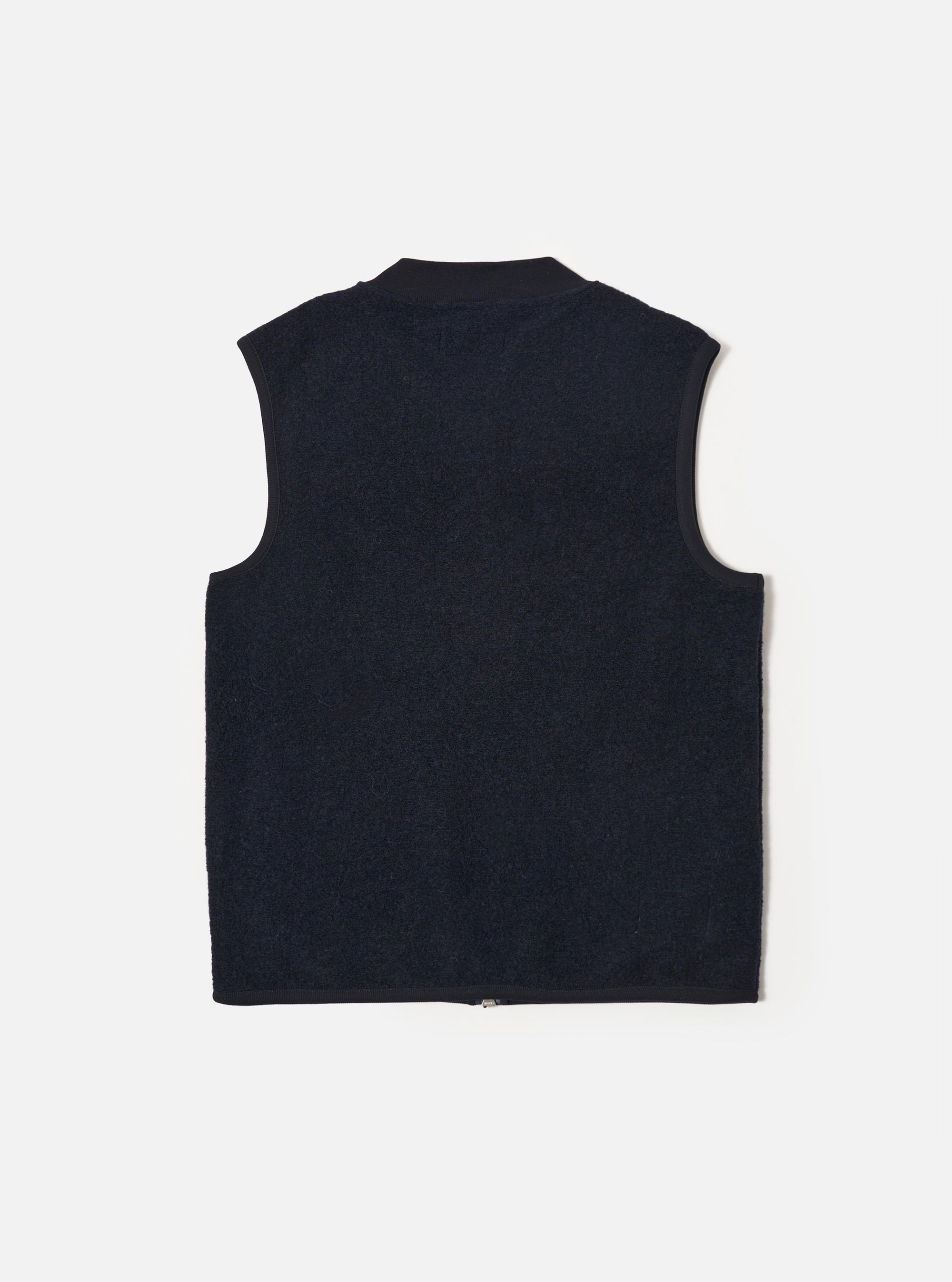 Navy Wool Fleece Zip Waistcoat