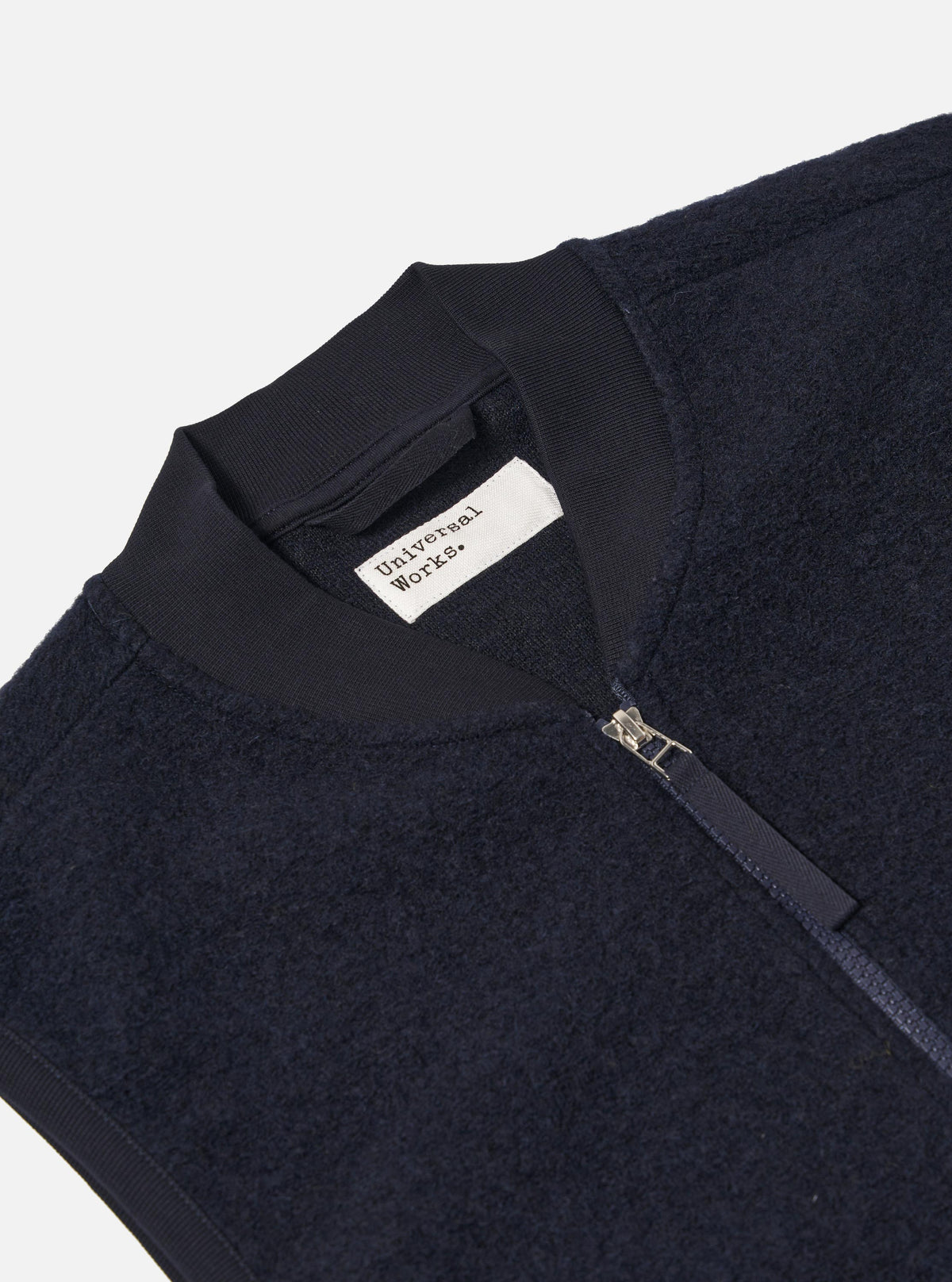 Navy Wool Fleece Zip Waistcoat
