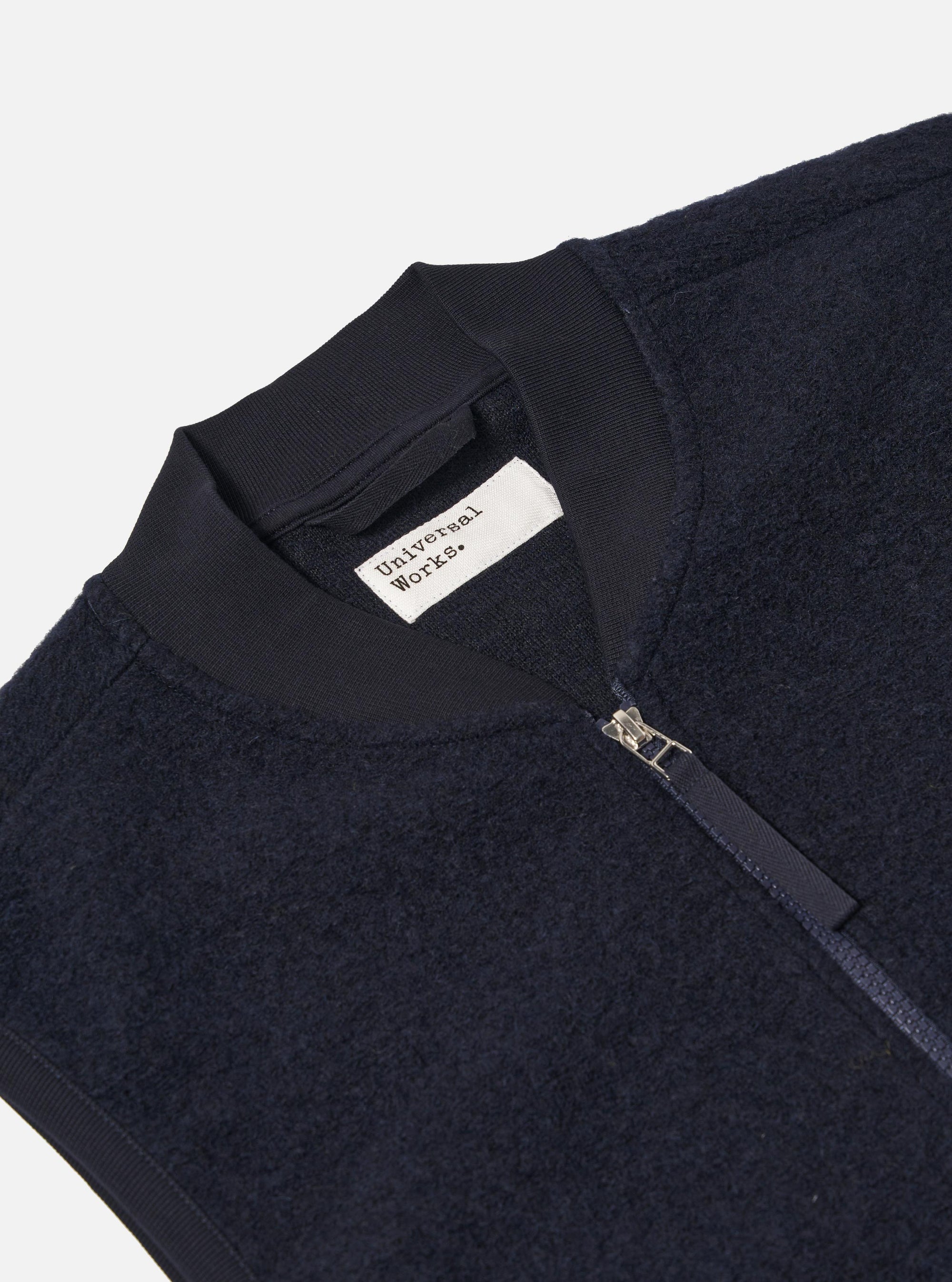 Navy Wool Fleece Zip Waistcoat
