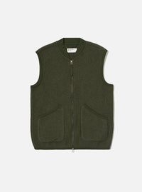 Olive Wool Fleece Zip Waistcoat