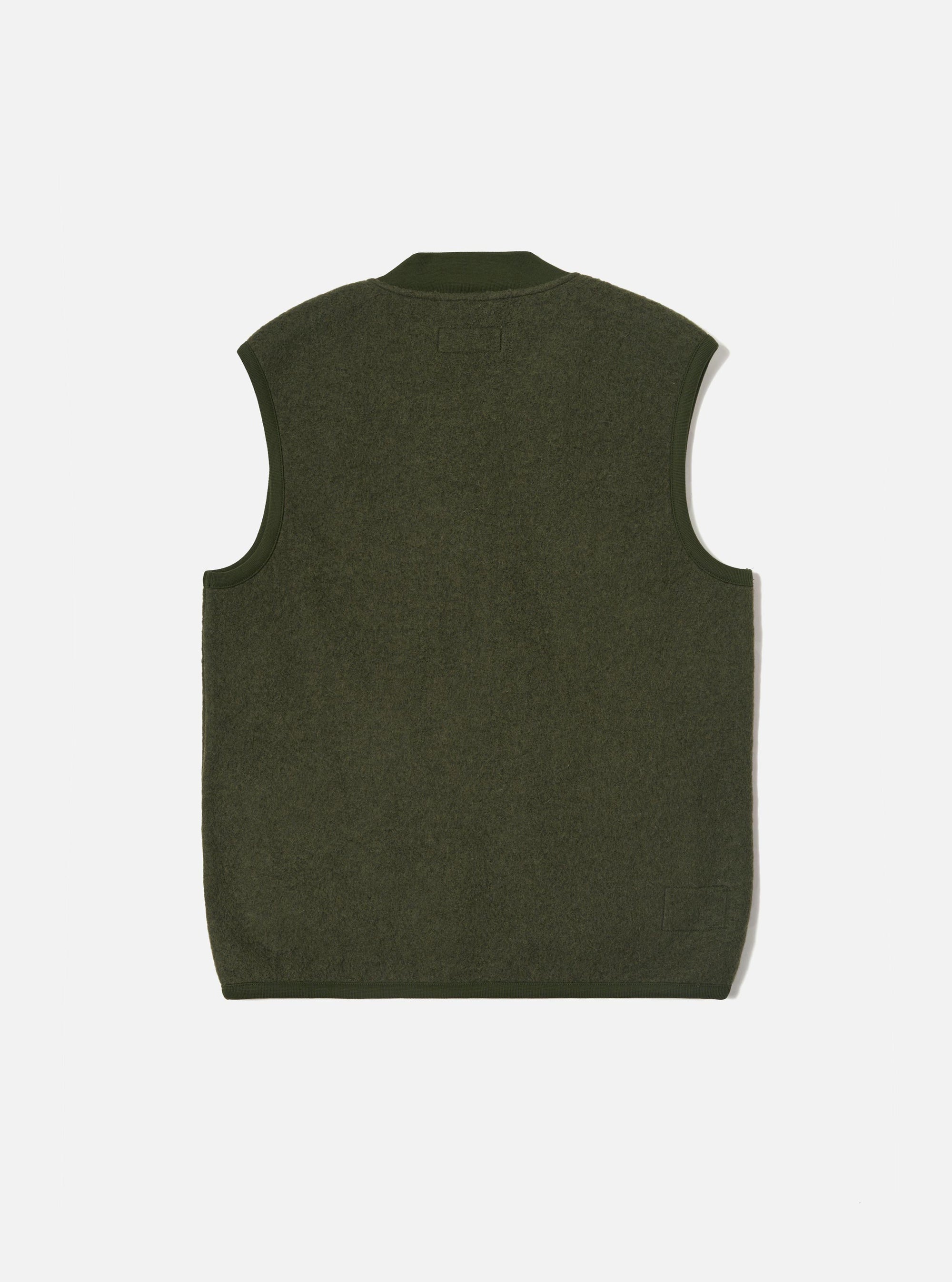 Olive Wool Fleece Zip Waistcoat