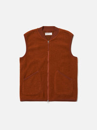 Rust Wool Fleece Zip Waistcoat
