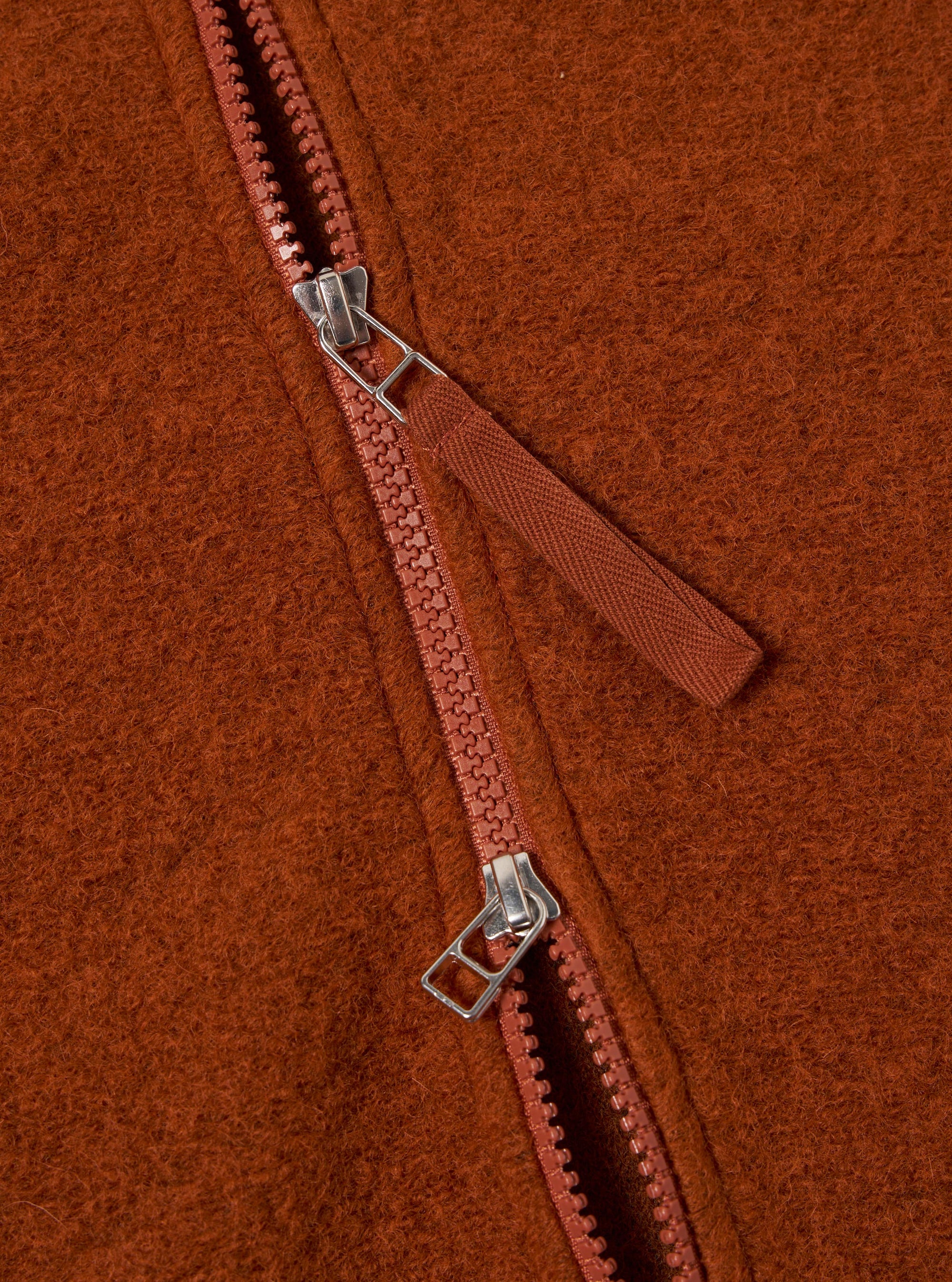 Rust Wool Fleece Zip Waistcoat