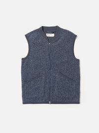 Slate Blue Wool Fleece Zip Waistcoat