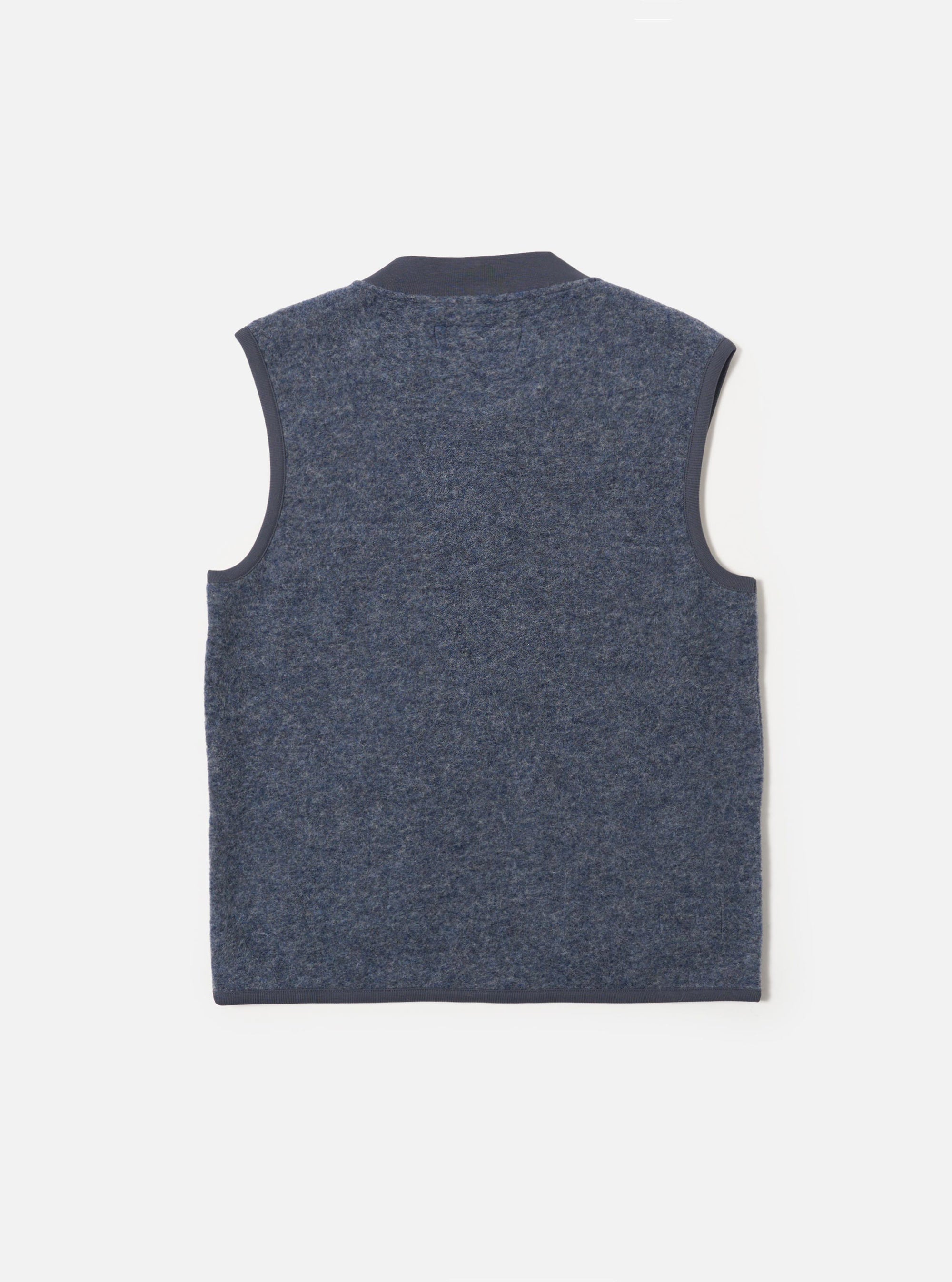 Slate Blue Wool Fleece Zip Waistcoat