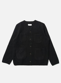 Black Wool Fleece Cardigan