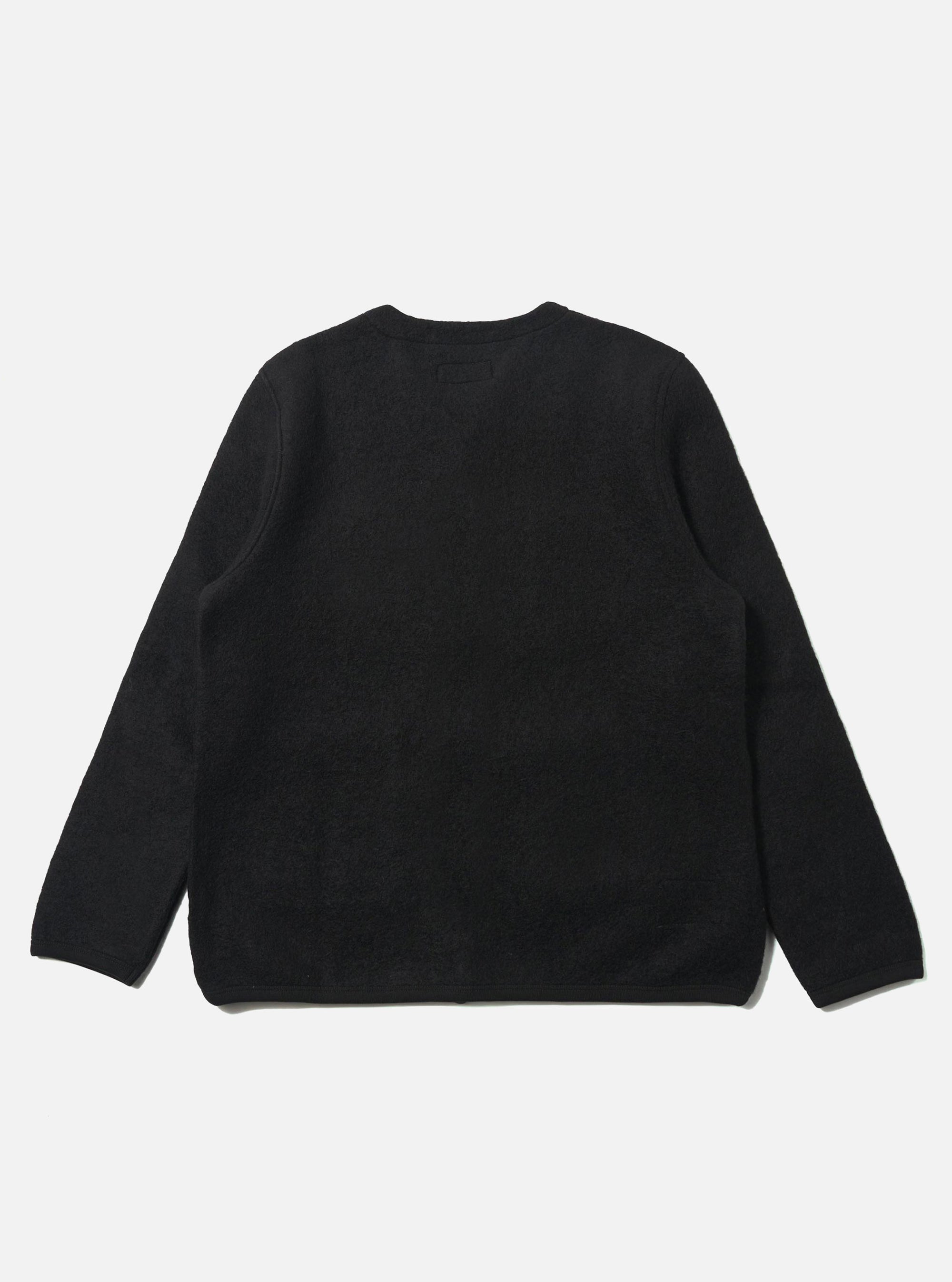 Black Wool Fleece Cardigan