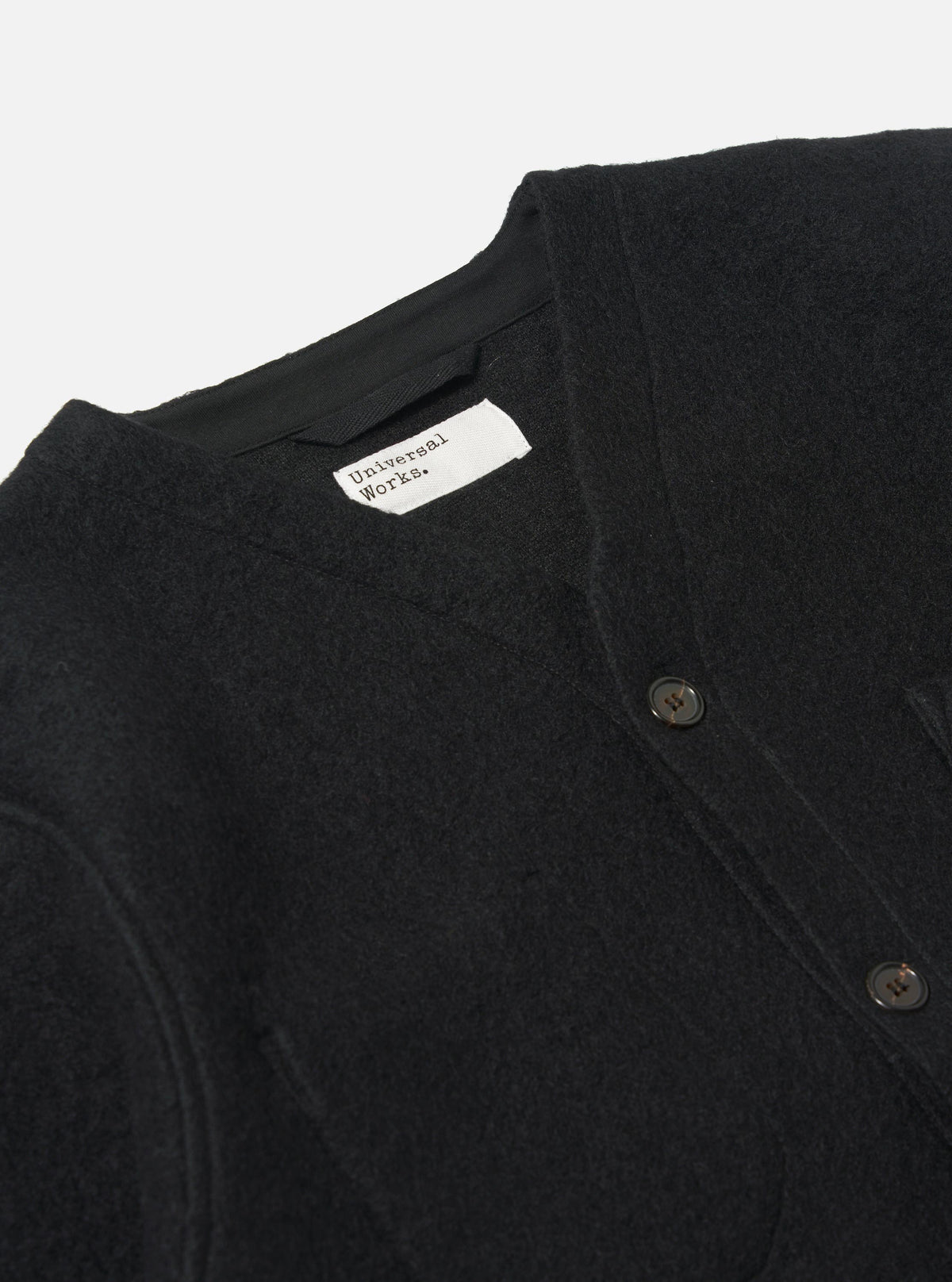 Black Wool Fleece Cardigan