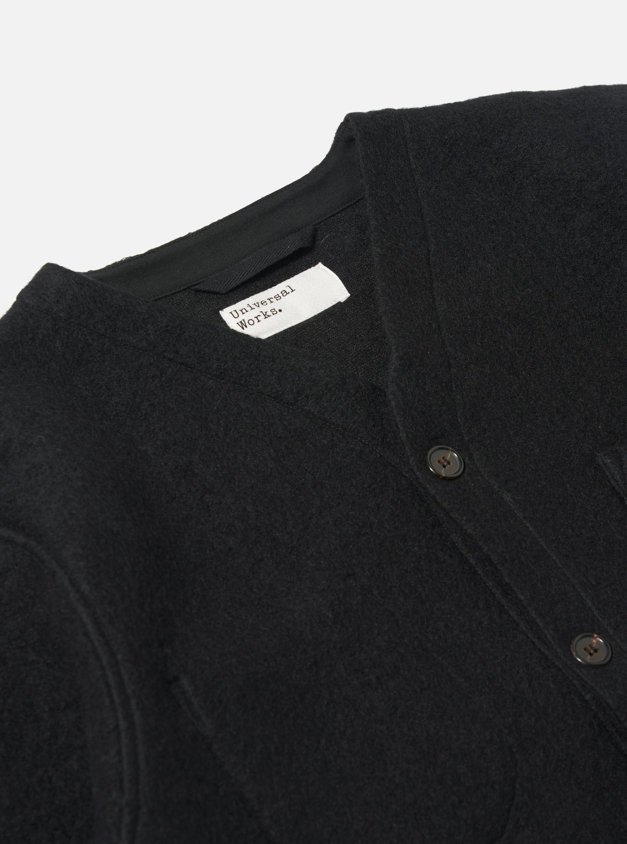 Black Wool Fleece Cardigan
