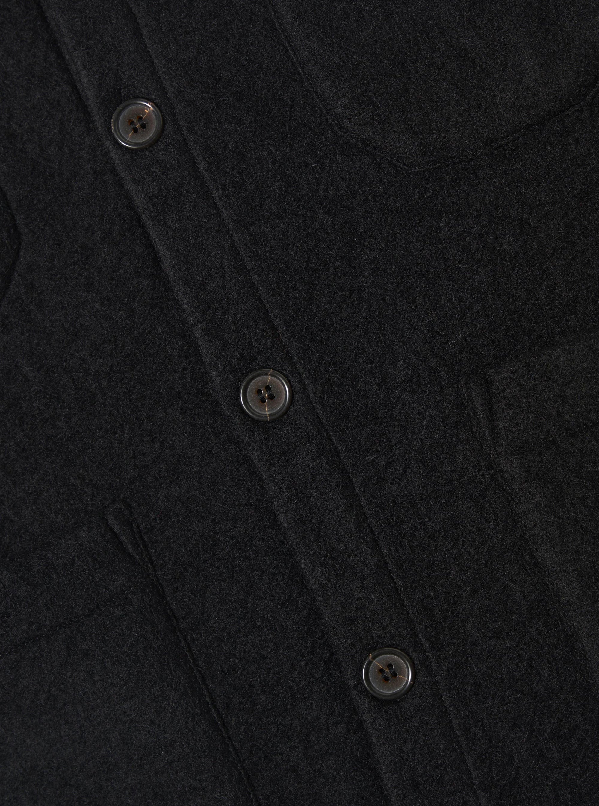 Black Wool Fleece Cardigan