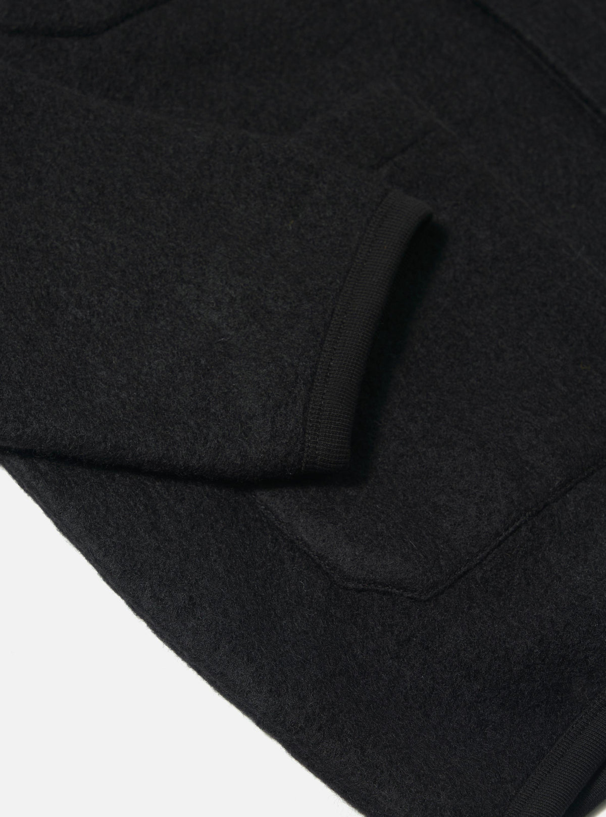 Black Wool Fleece Cardigan