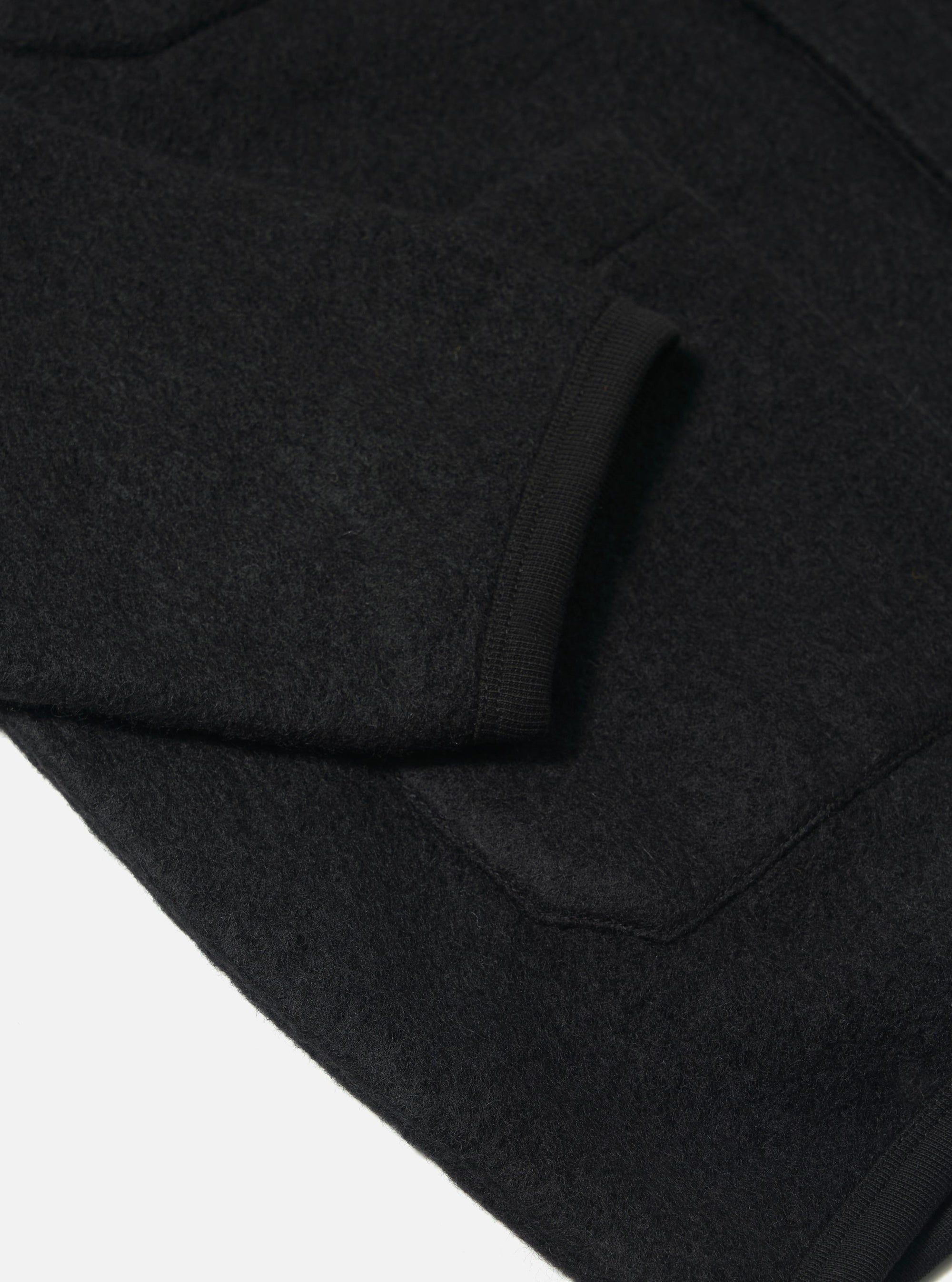 Black Wool Fleece Cardigan