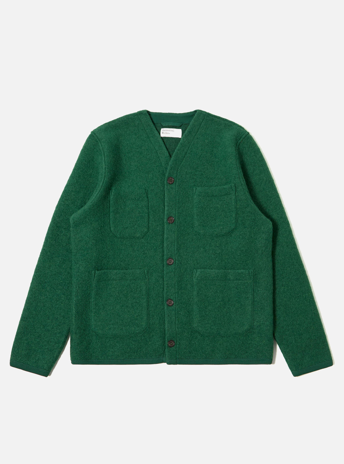 Green Wool Fleece Cardigan