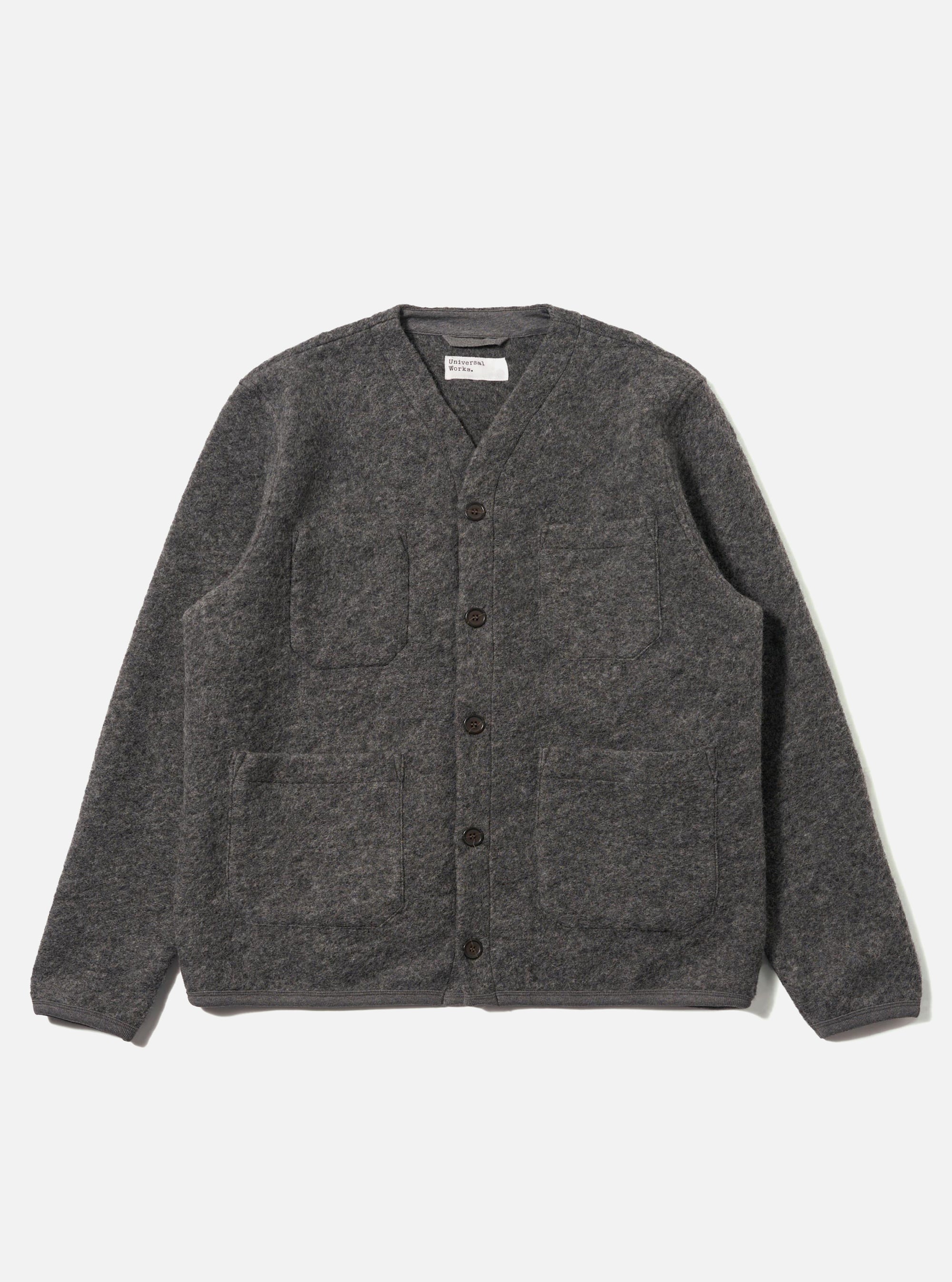 Grey Marl Wool Fleece Cardigan