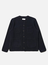 Navy Wool Fleece Cardigan