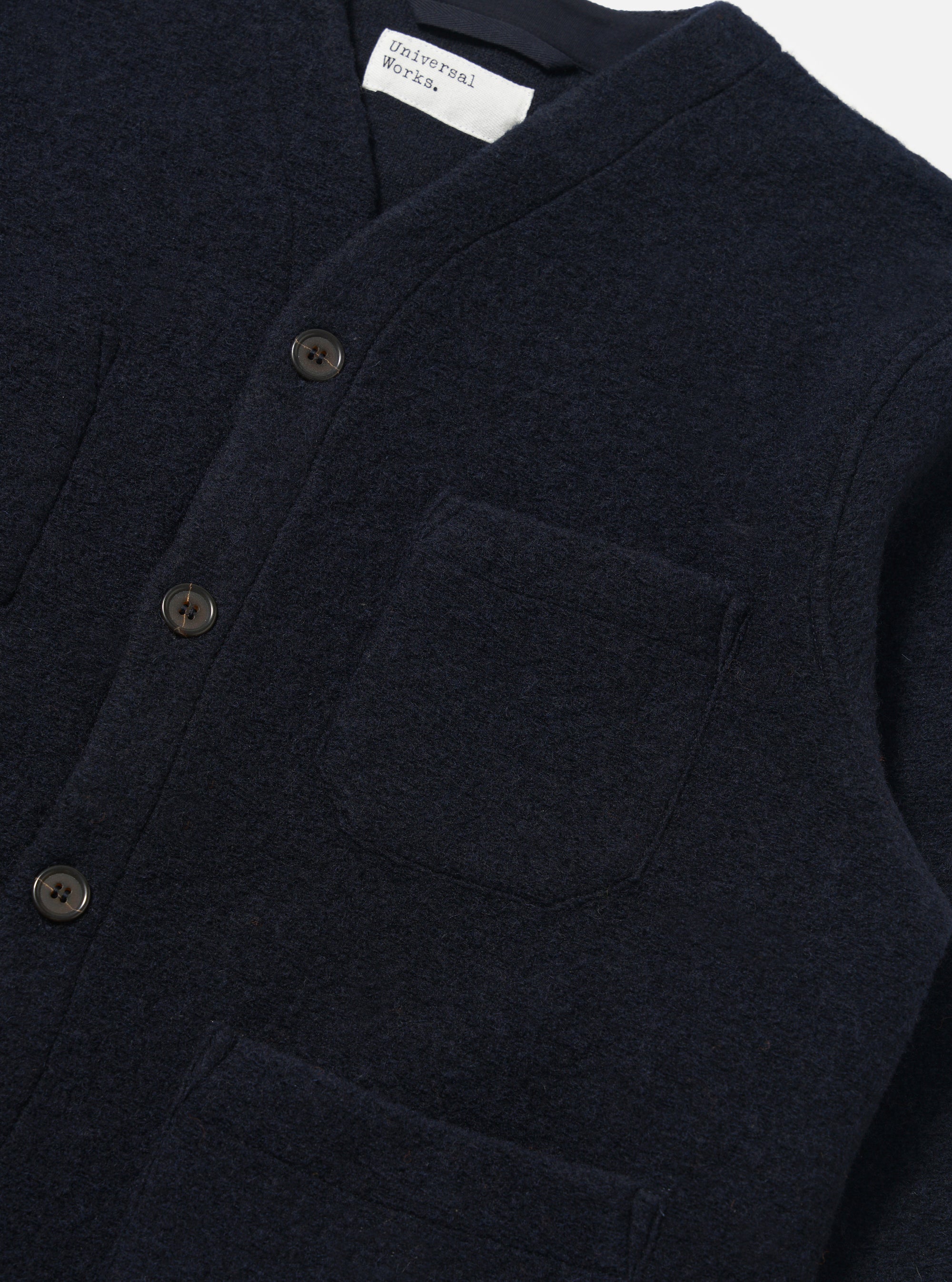 Navy Wool Fleece Cardigan