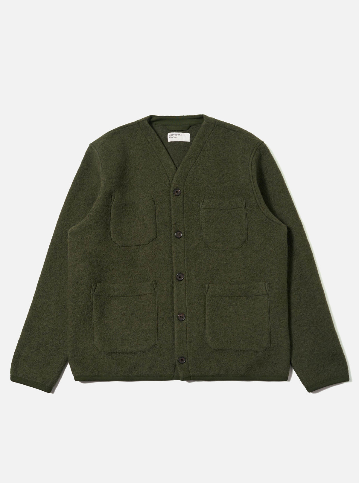 Olive Wool Fleece Cardigan