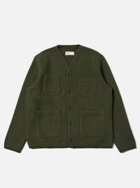 Olive Wool Fleece Cardigan