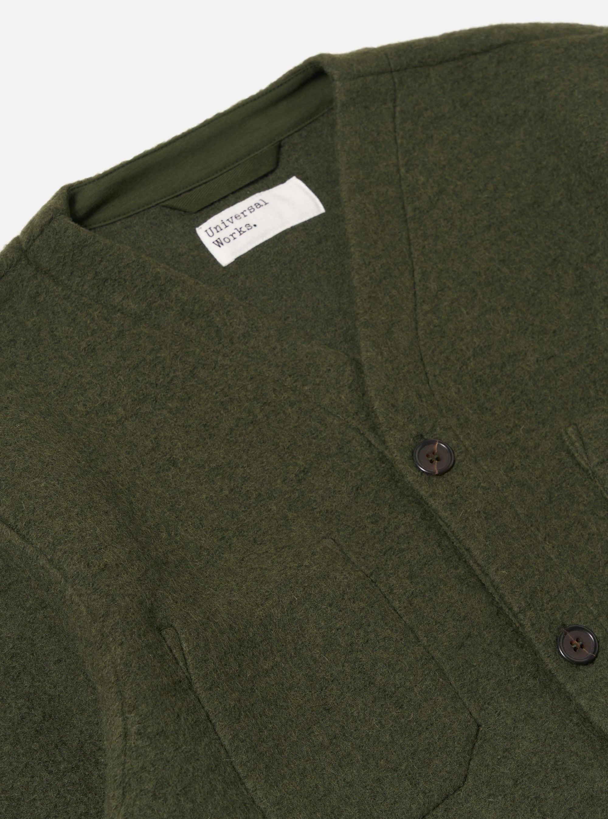 Olive Wool Fleece Cardigan