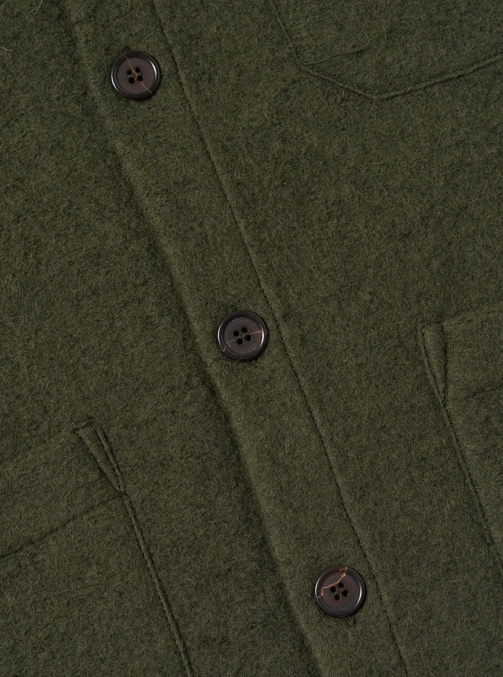 Olive Wool Fleece Cardigan