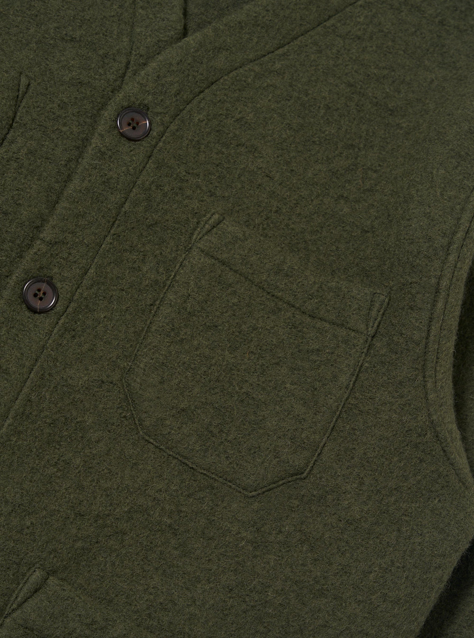 Olive Wool Fleece Cardigan
