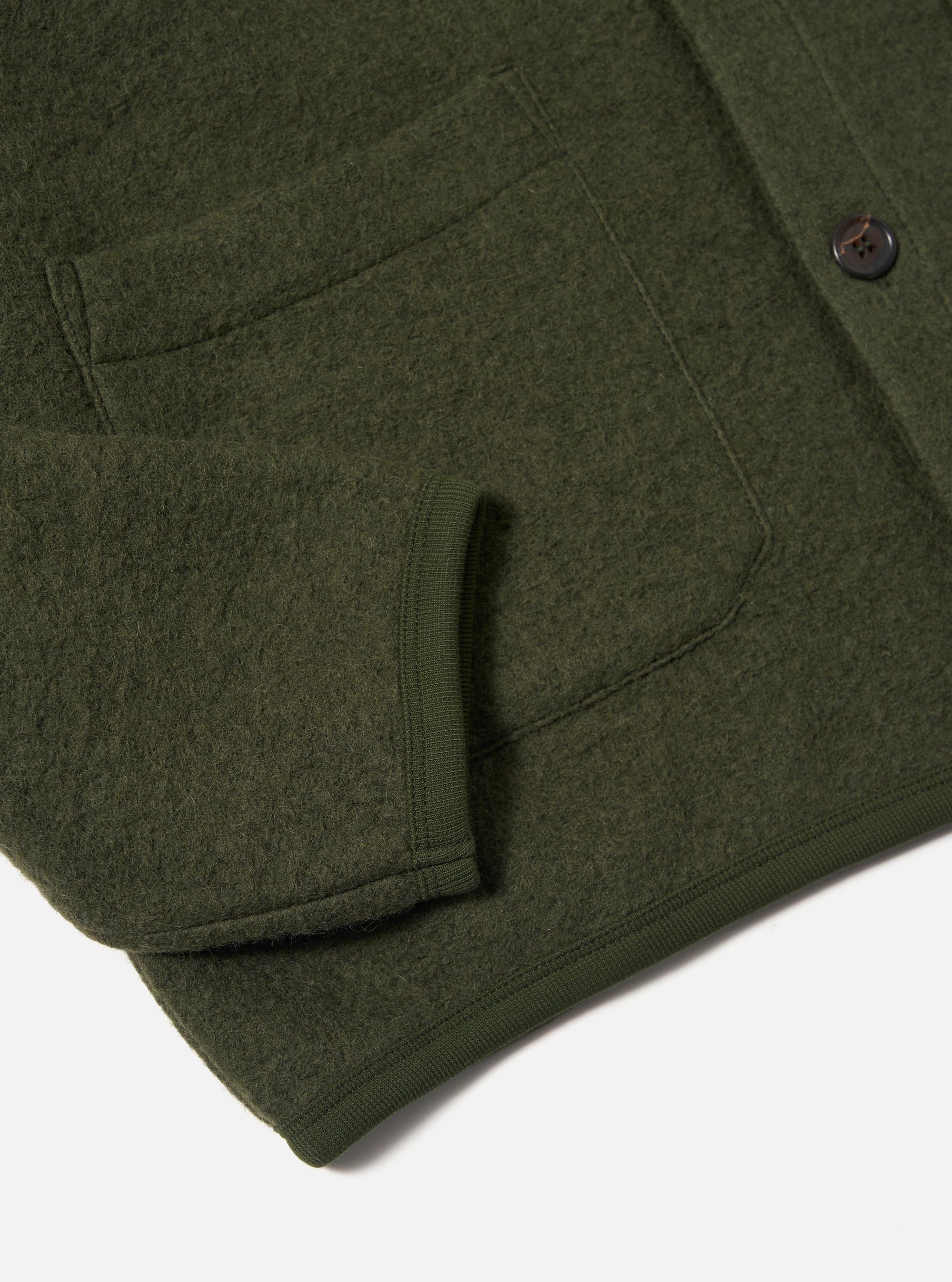 Olive Wool Fleece Cardigan