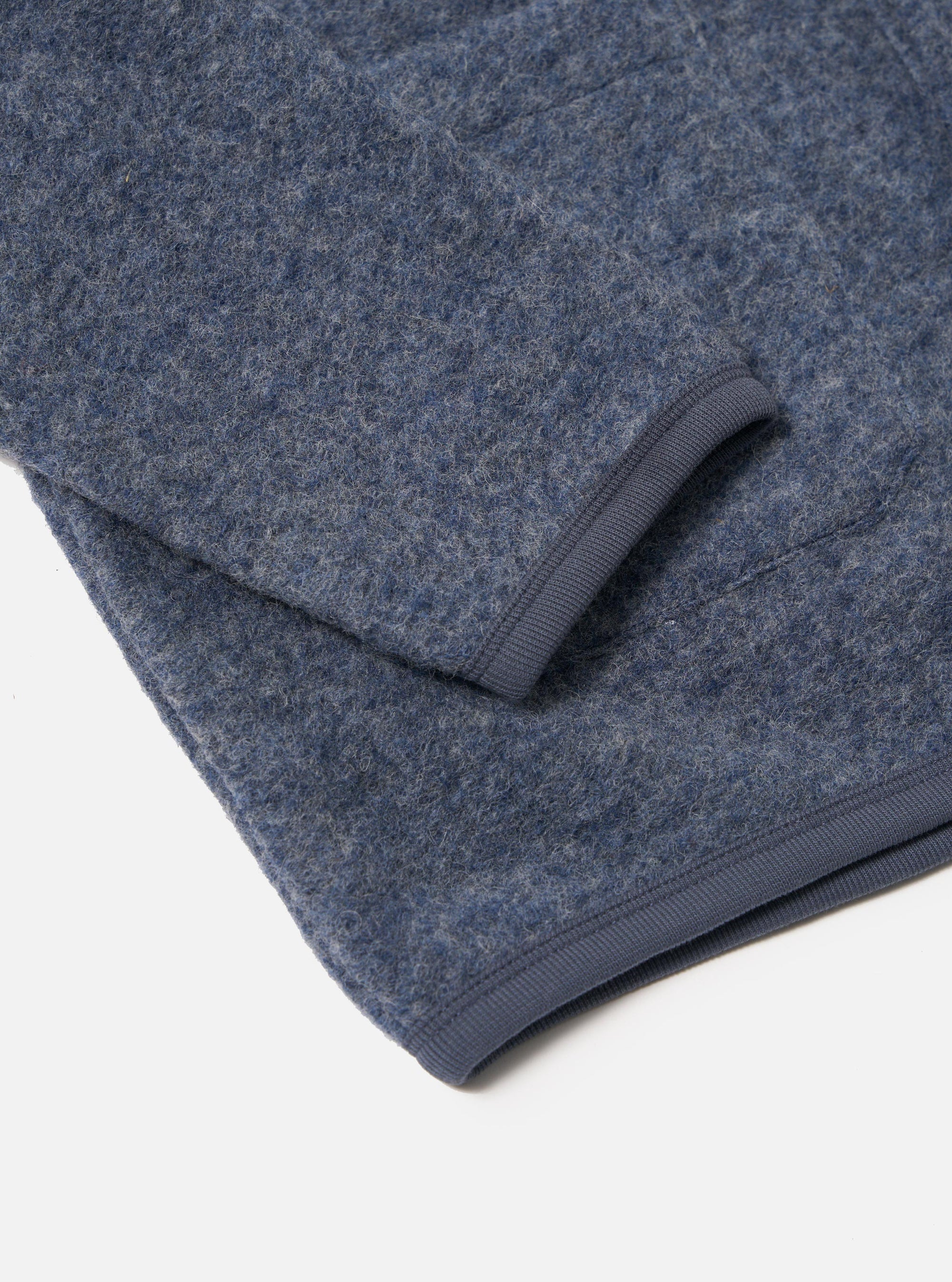 Slate Blue Wool Fleece Cardigan