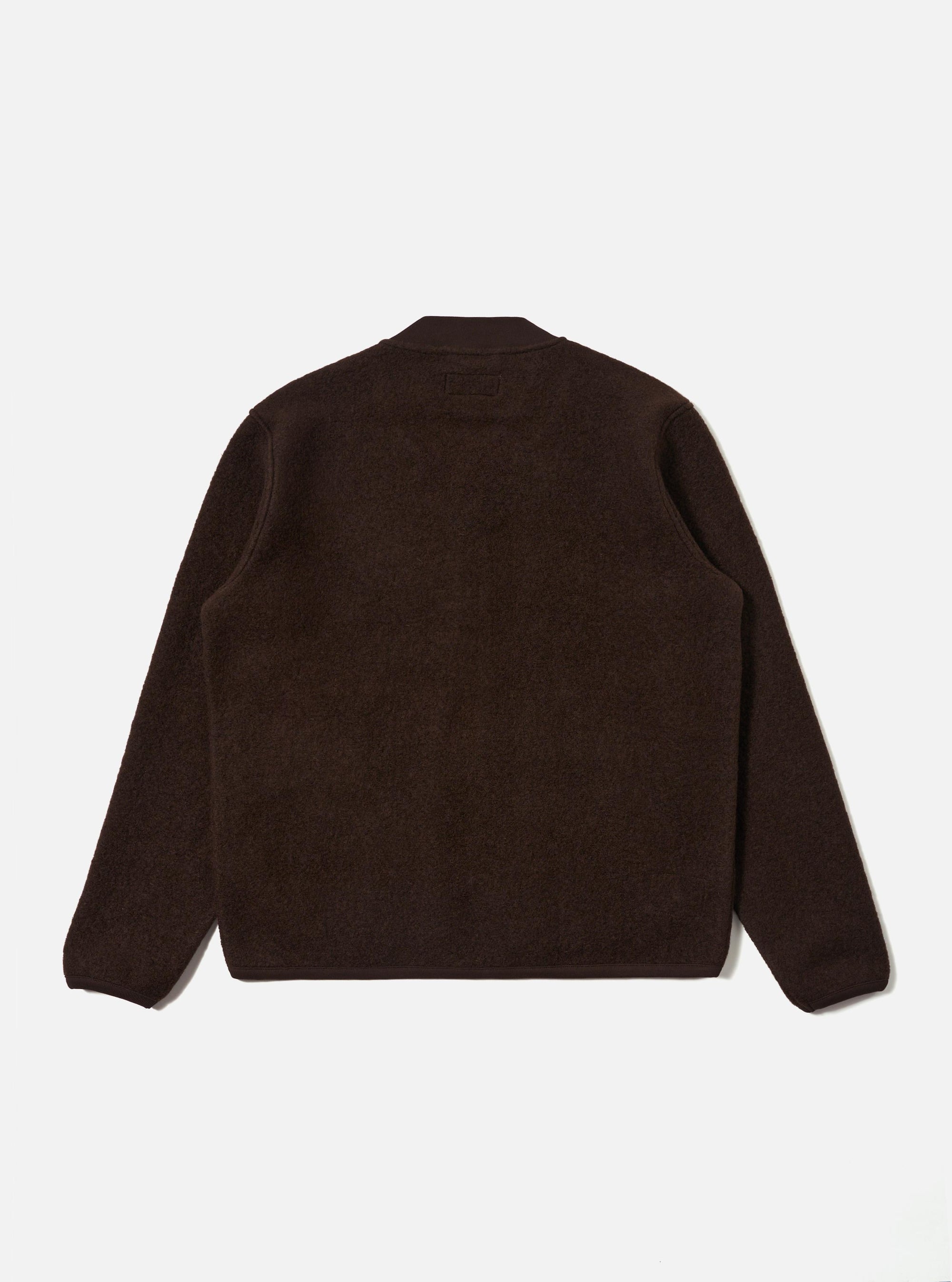 Brown Wool Fleece Zip Bomber
