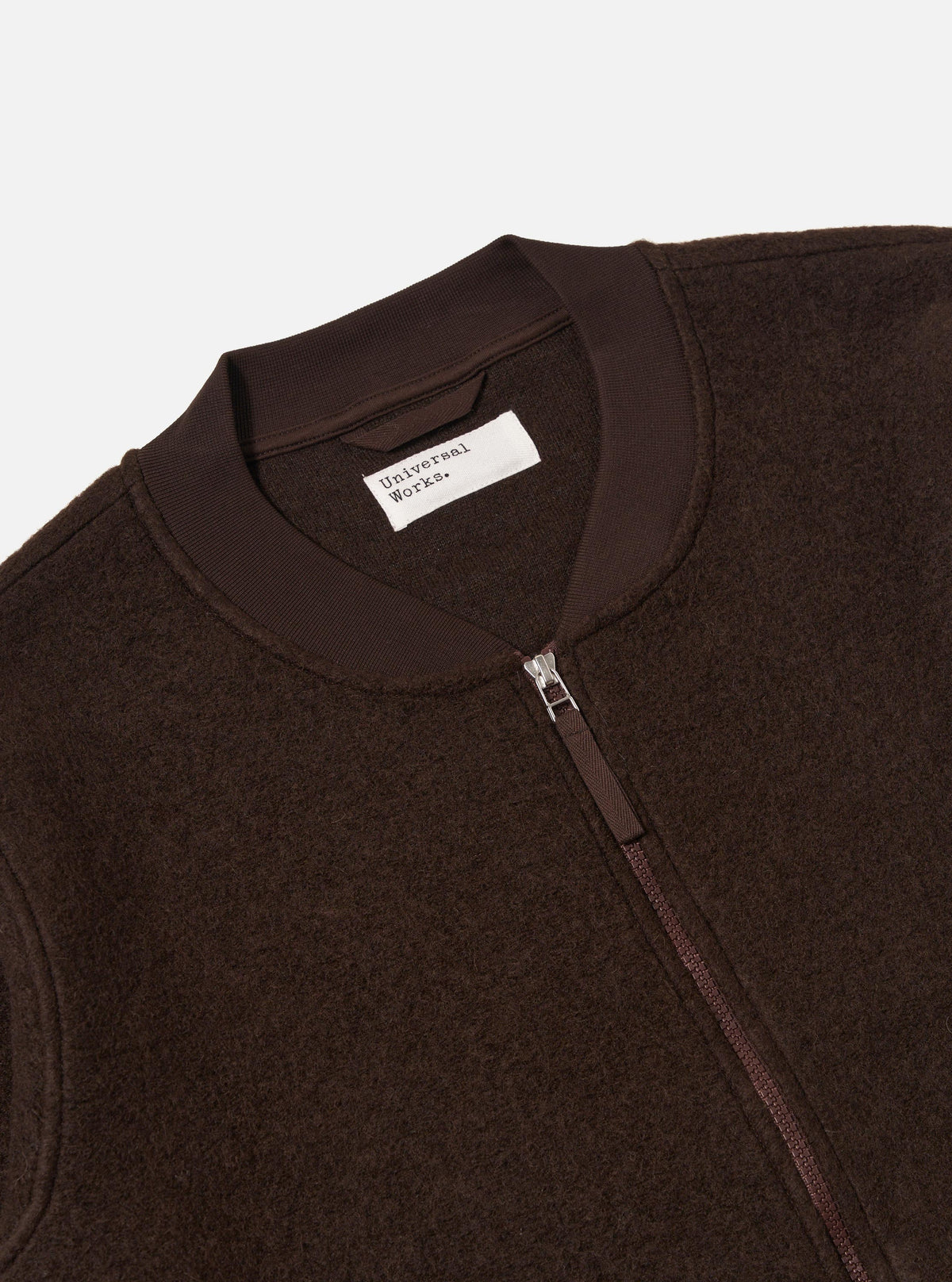 Brown Wool Fleece Zip Bomber