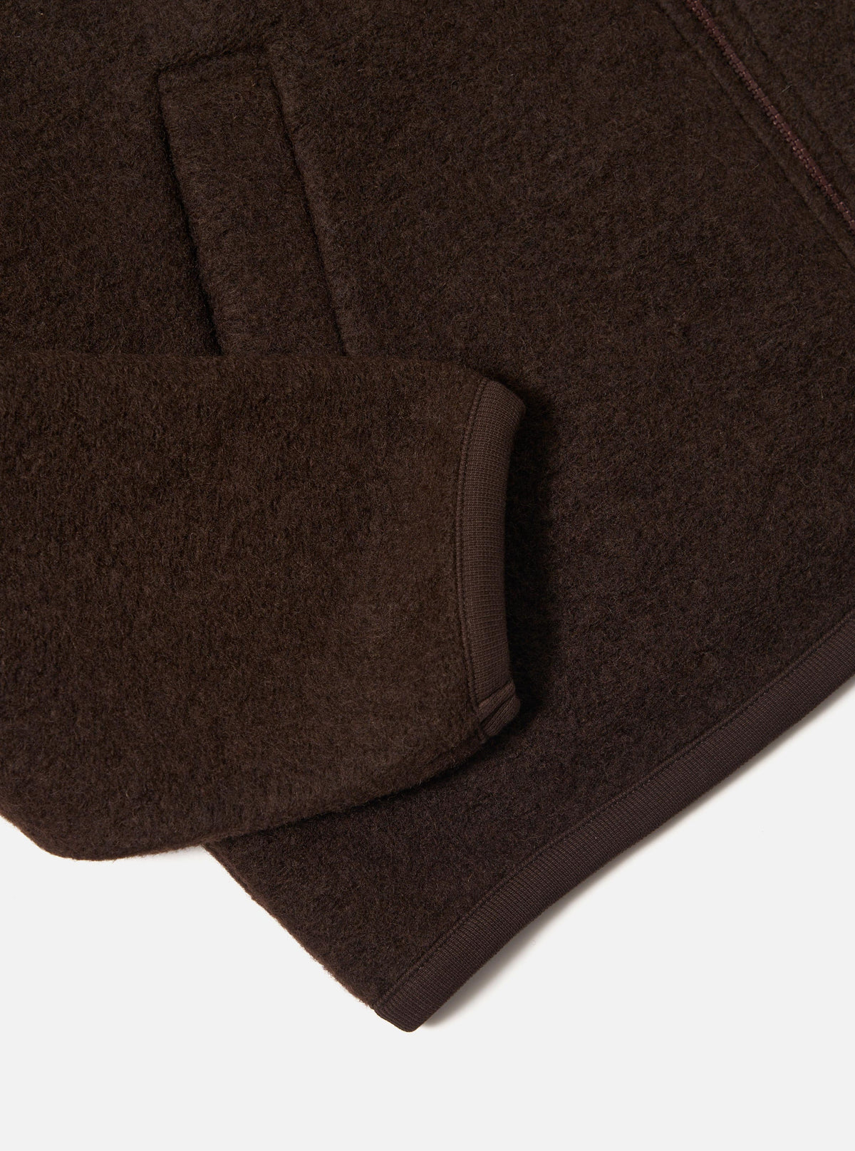 Brown Wool Fleece Zip Bomber